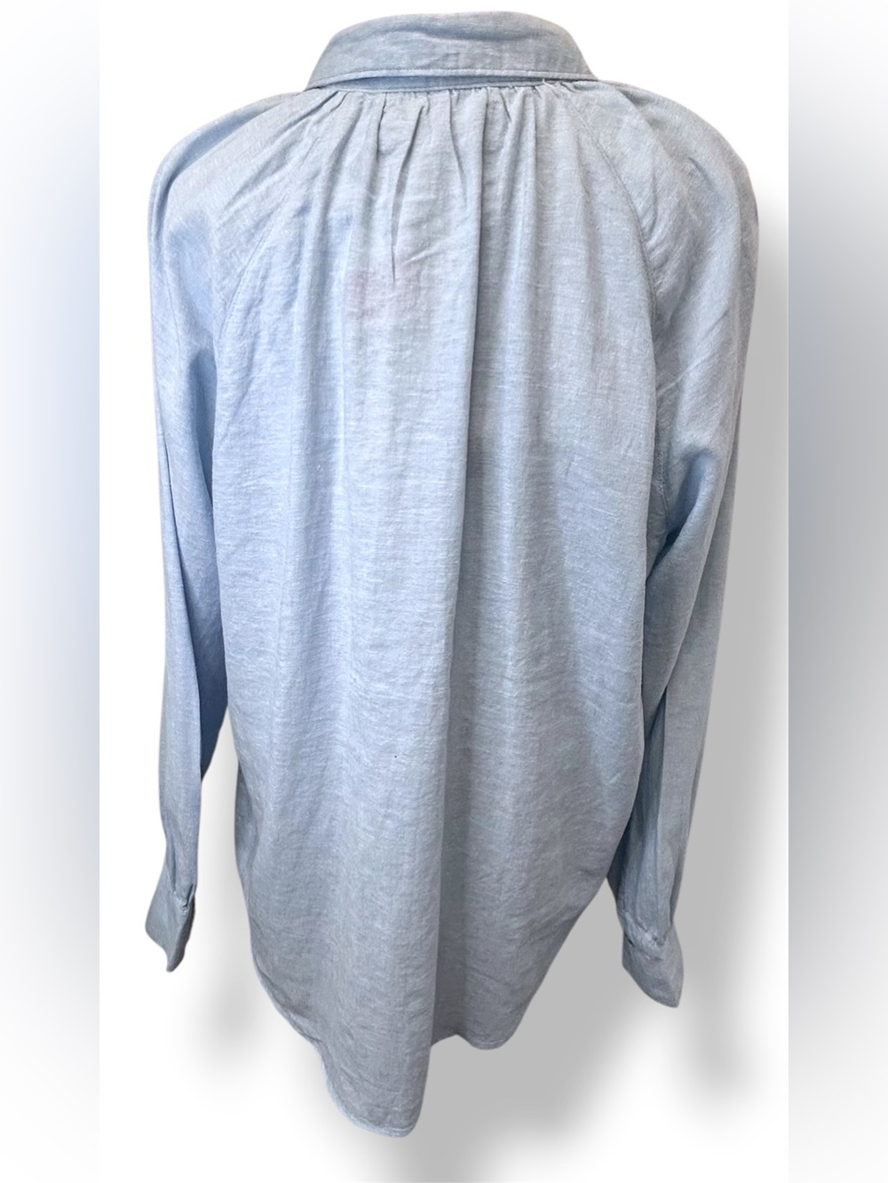 Laura Ashley Women’s Long Sleeve Button-Down Shirt Linen Blend Casual Lt Blue XL - Picture 6 of 10
